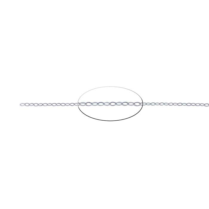 Sterling Silver Flat Oval Cable Chain, By the Foot