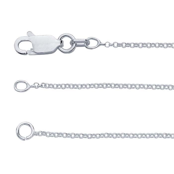 Sterling Silver Round Rolo Chain Necklace Component