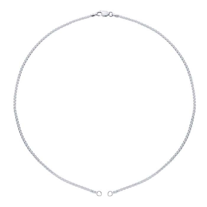 Sterling Silver Square Wheat Chain Necklace Component