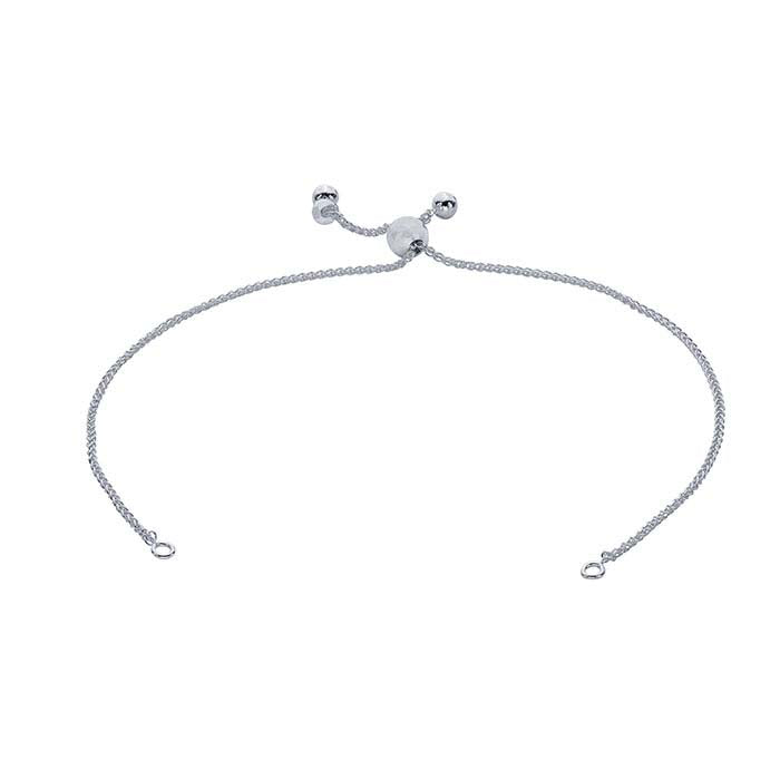 Sterlinghopeinen vehnänmallinen ketjurannekorun osa, säädettävä