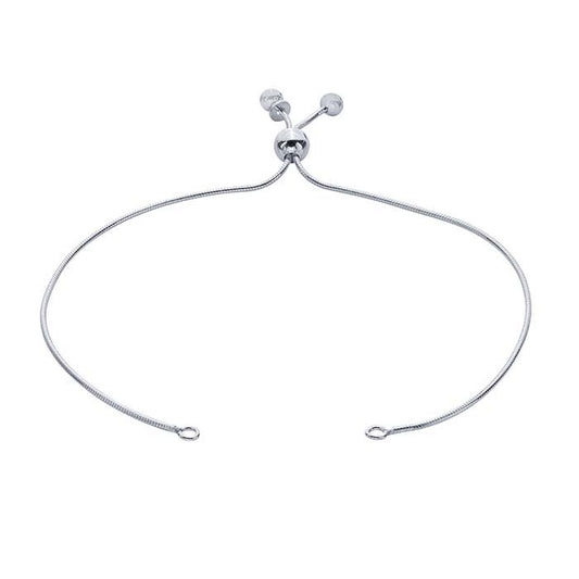 Sterling Silver Seamed Snake Chain Bracelet Component, Adjustable