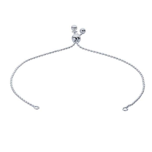 Sterling Silver Oval Bead Chain Bracelet Component, Adjustable