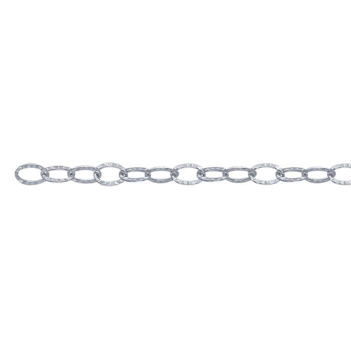 Sterling Silver Patterned Flat Oval Cable Chain