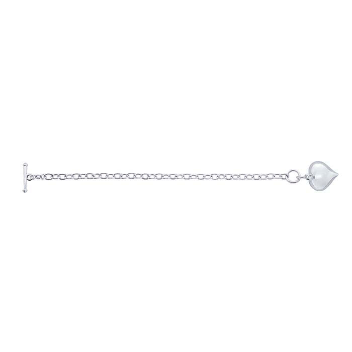 Sterling Silver Cable Chain Bracelet with Puff Heart Charm