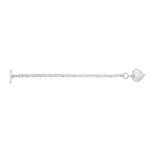 Sterling Silver Cable Chain Bracelet with Puff Heart Charm