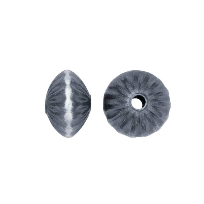 Sterling Silver Oxidized Satin-Finished Corrugated Saucer Bead