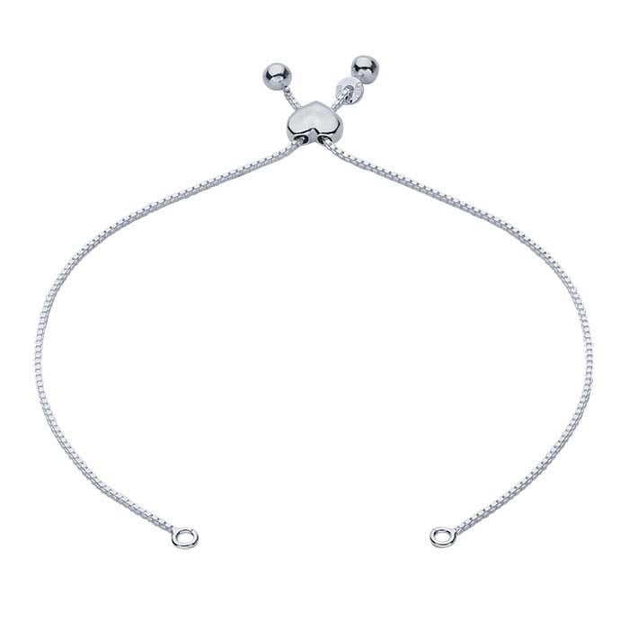 Sterling Silver 1mm Box Chain Bracelet Component, Adjustable