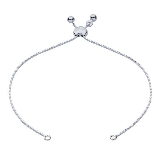 Sterling Silver 1mm Box Chain Bracelet Component, Adjustable