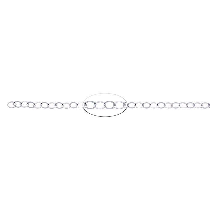 Sterling Silver Flat Oval Cable Chain, By the Foot