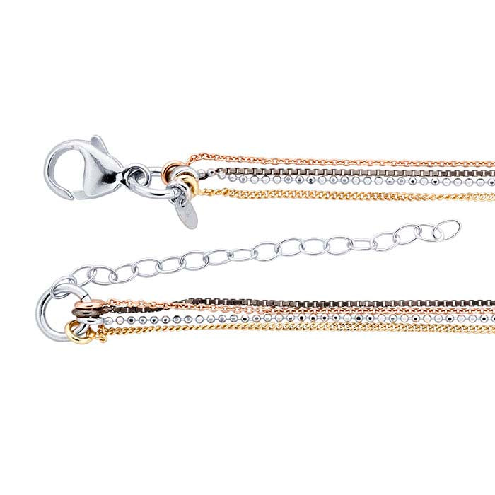 Sterling Silver 4-Strand Multi-Style Chain Necklace