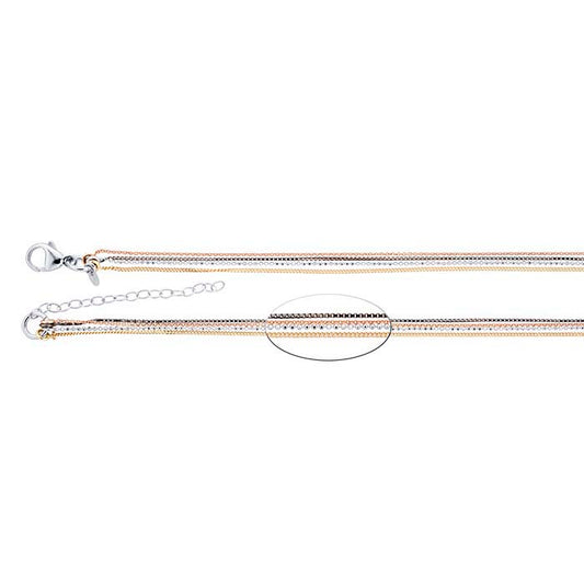 Sterling Silver 4-Strand Multi-Style Chain Necklace
