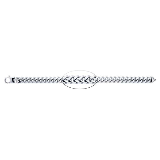 Sterling Silver 9.2mm Diamond-Cut Curb Chain Bracelet