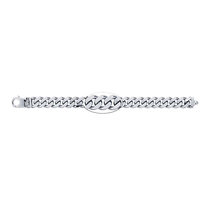 Sterling Silver 13.3mm Diamond-Cut Curb Chain Bracelet