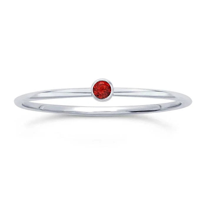 Sterling Silver Red CZ-Set Ring