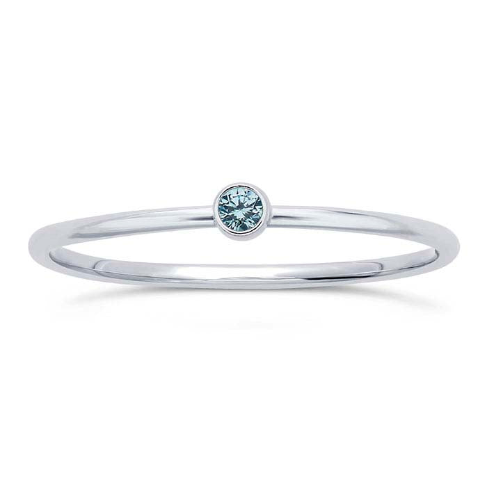 Sterling Silver Light Blue CZ-Set Ring