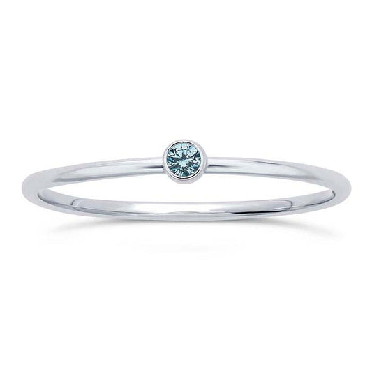Sterling Silver Light Blue CZ-Set Ring