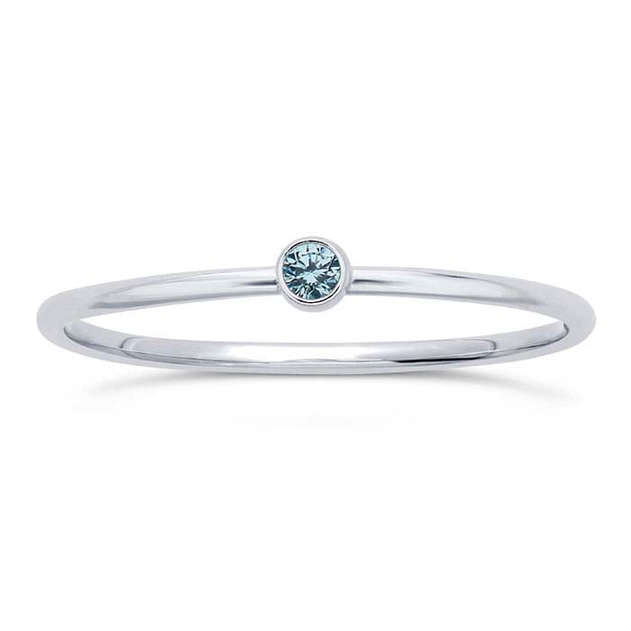 Sterling Silver Light Blue CZ-Set Ring