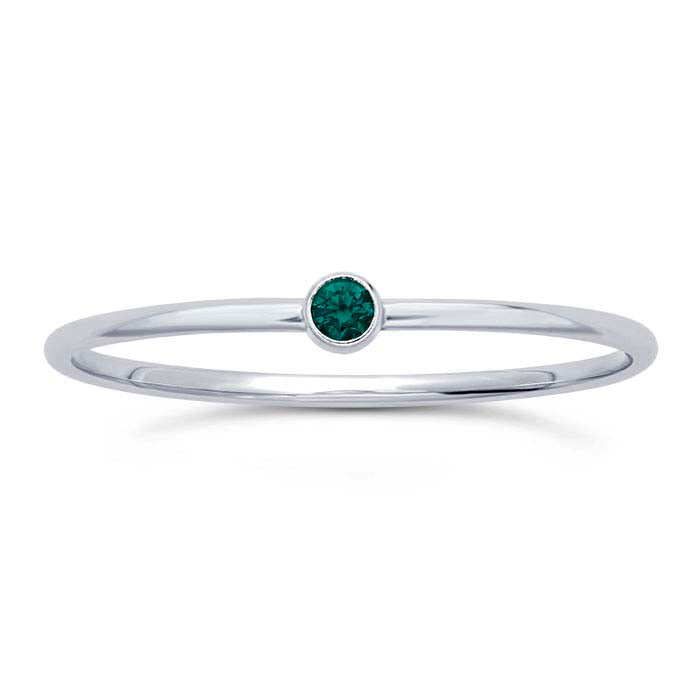 Sterling Silver Green CZ-Set Ring