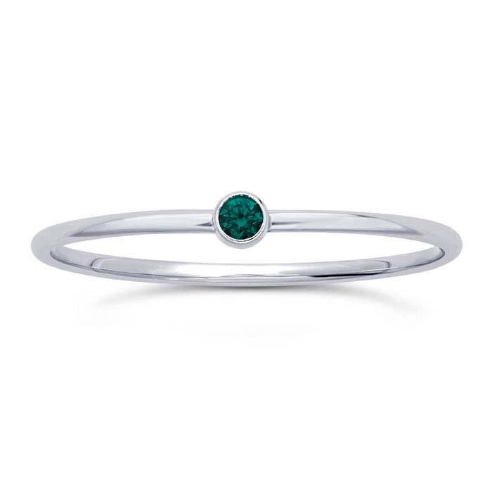Sterling Silver Green CZ-Set Ring