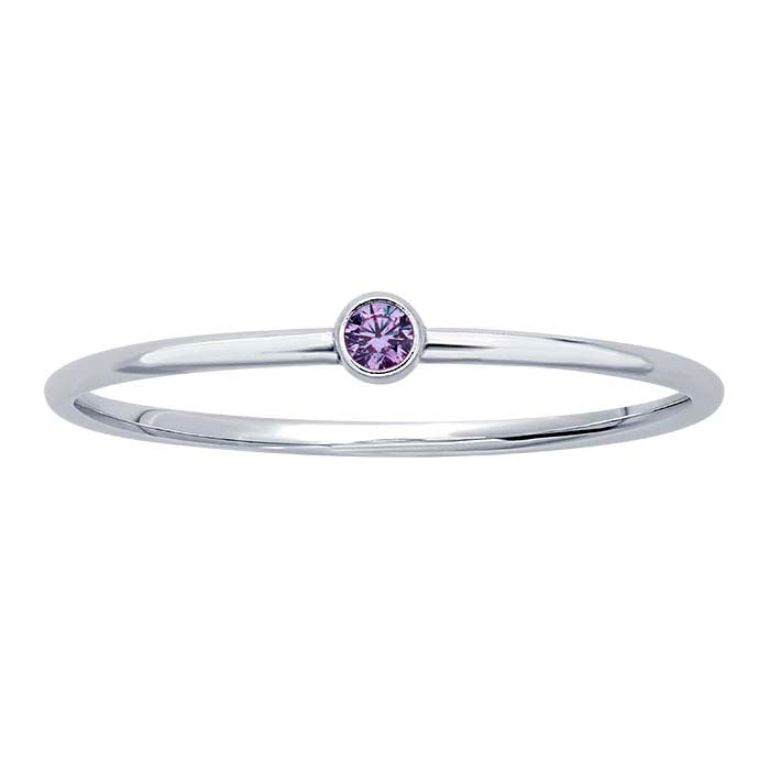 Sterling Silver Light-Purple CZ-Set Ring