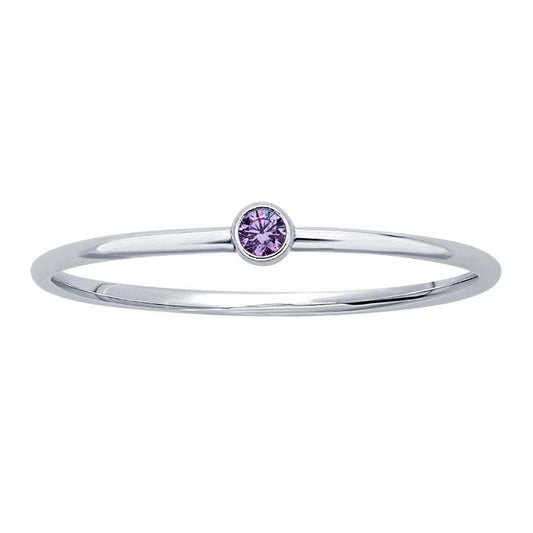 Sterling Silver Light-Purple CZ-Set Ring