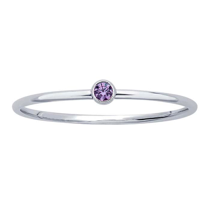 Sterling Silver Light-Purple CZ-Set Ring