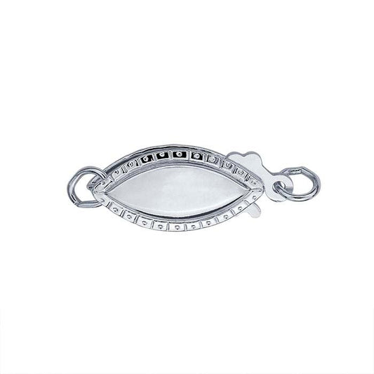 Sterling Silver Rope-Edge Marquise Safety Clasp