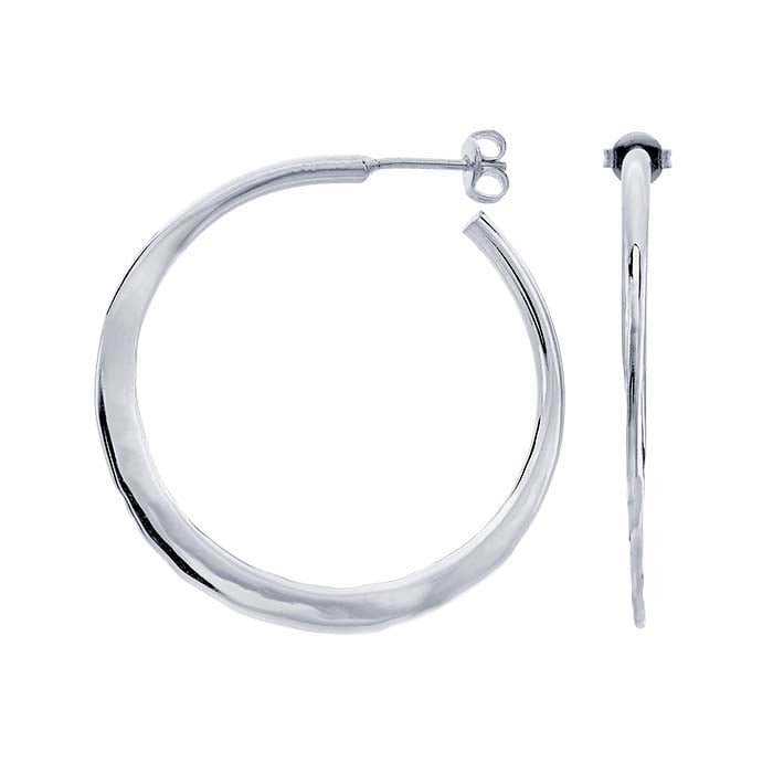 Sterling Silver Hammered Hoop Earrings