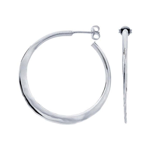 Sterling Silver Hammered Hoop Earrings