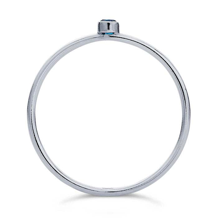 Sterling Silver Round Aqua-Blue CZ-Set Ring