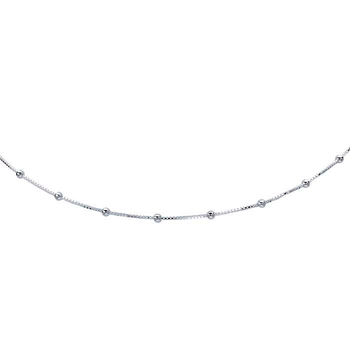 Sterling Silver Tin-Cup Box Chain Choker-Length Necklace
