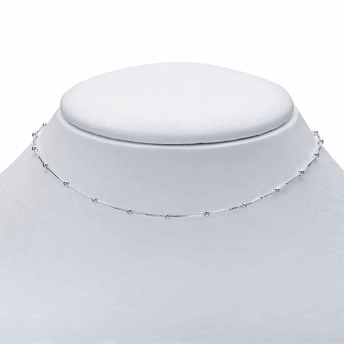 Sterling Silver Tin-Cup Box Chain Choker-Length Necklace