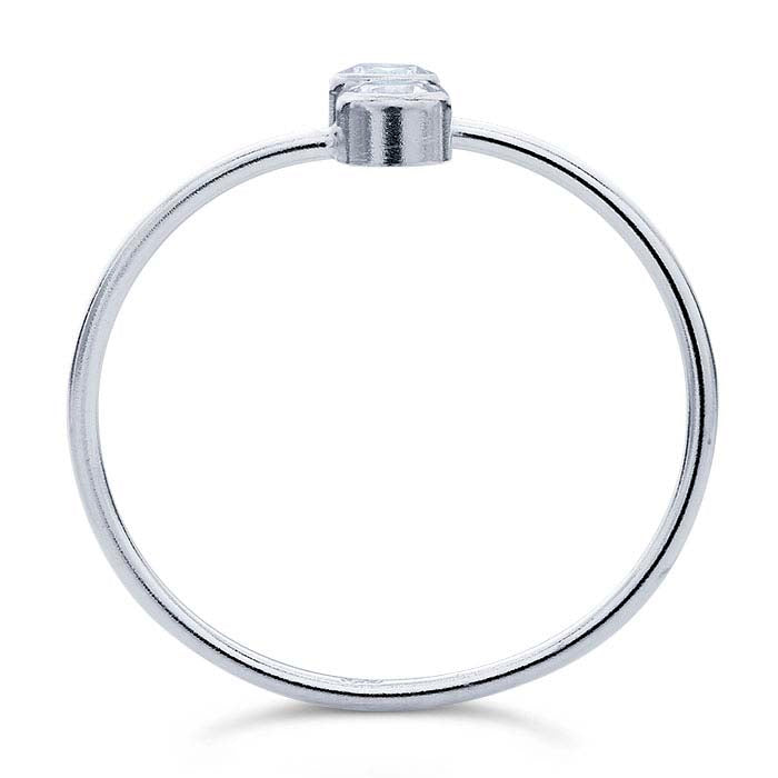 Sterling Silver CZ-Set Bypass Ring, Adjustable