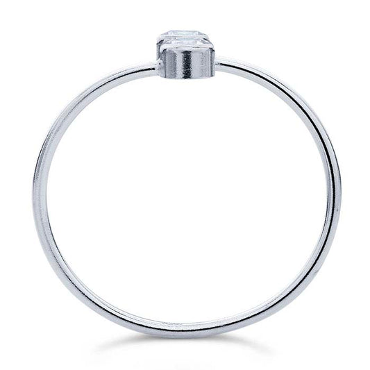 Sterling Silver CZ-Set Bypass Ring, Adjustable