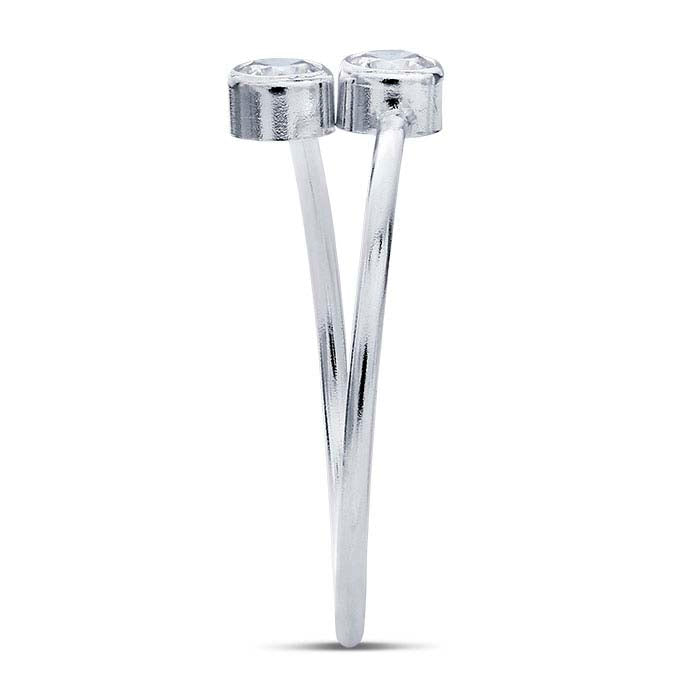 Sterling Silver CZ-Set Bypass Ring, Adjustable