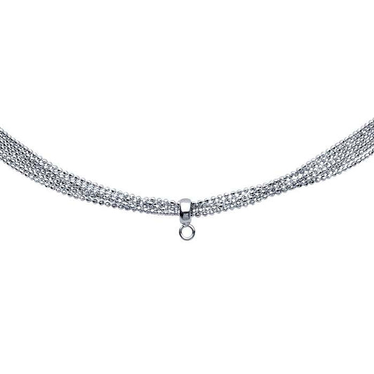 Sterling Silver Rhodium-Plated Choker-Style Necklace with Slider Accent