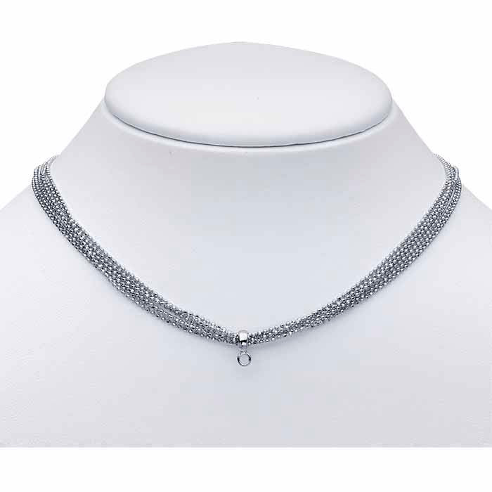 שרשרת סגנון צ'וקר מכסף סטרלינג מצופה רודיום עם אביזר מחליק