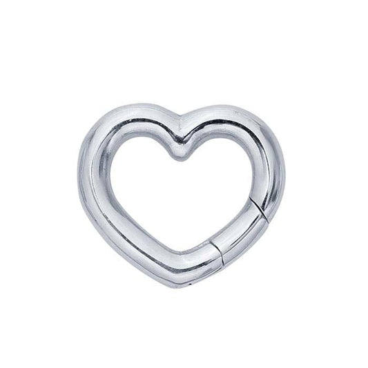 Chiusura a spinta a forma di cuore in argento sterling 13,5 x 15,2 mm