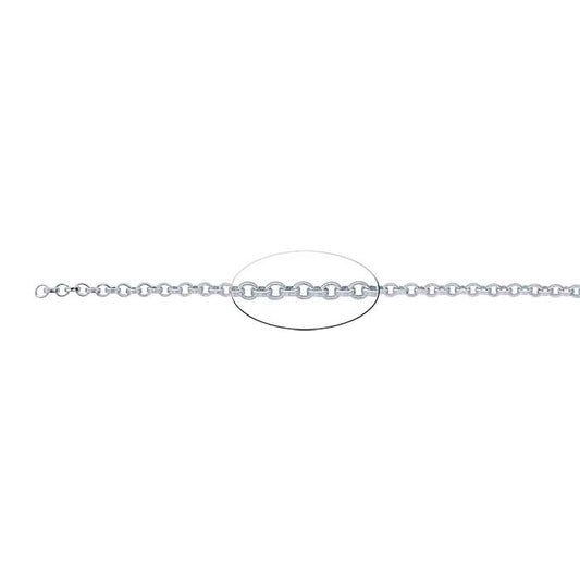 Sterling Silver 2,7 mm Flat Rund Rolo-kedja, per fot