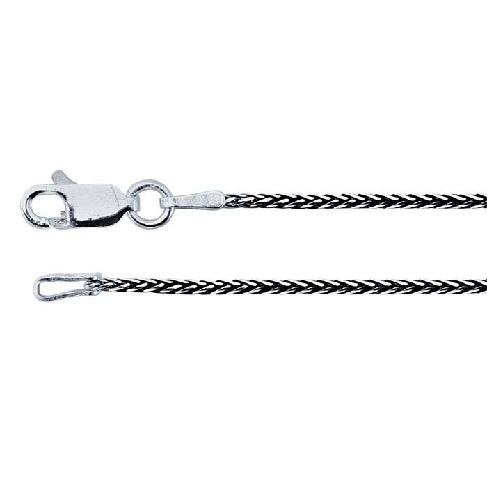 Sterling Silver Black Rhodium-Plated Diamond-Cut Wheat Chain