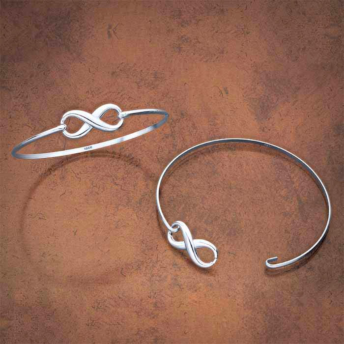 Sterling Silver Double-Hook Bangle Bracelet Component