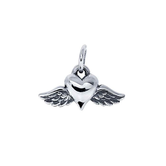 Sterling Silver Heart Charm with Wings