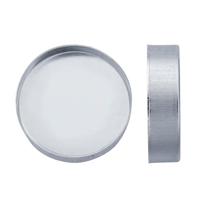 Impostazione a coppa con castone alto rotondo da 15 mm in argento sterling