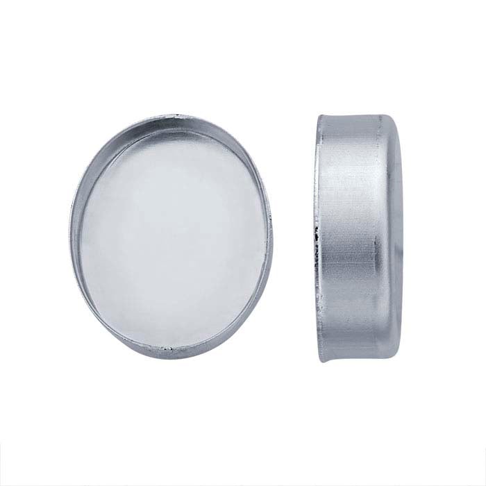 Sterling Silver 10 x 8 mm Oval Högväggad Fassettinställning