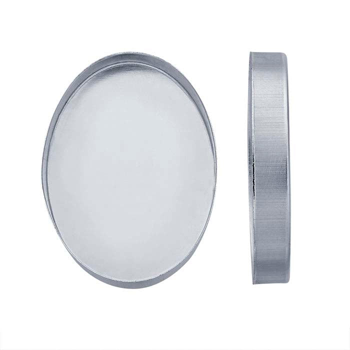 Sterling Silver 25 x 18 mm Oval Högväggad Fassettinställning