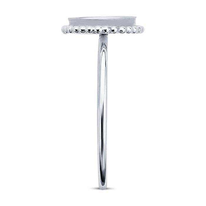 Sterling Silver Beaded-Edge Round Cabochon Ring Mounting