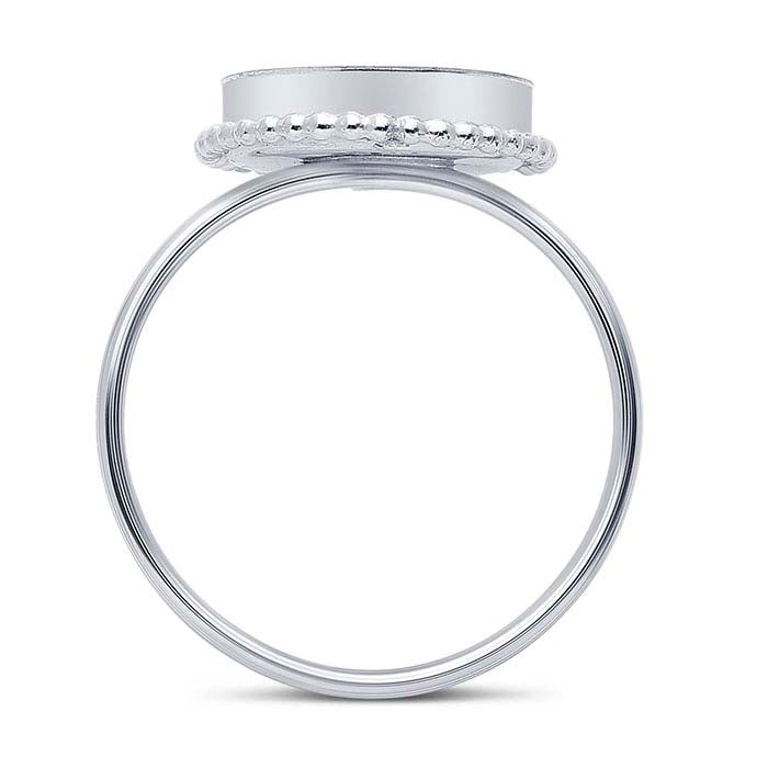 Sterling Silver Beaded-Edge Round Cabochon Ring Mounting