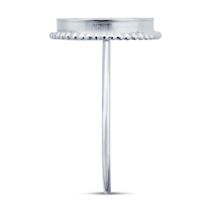 Sterling Silver Beaded-Edge Round Cabochon Ring Mounting