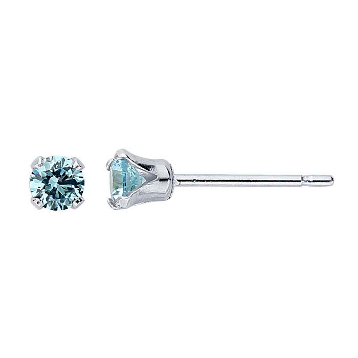 Sterling Silver Light Blue CZ-Set Post Earring