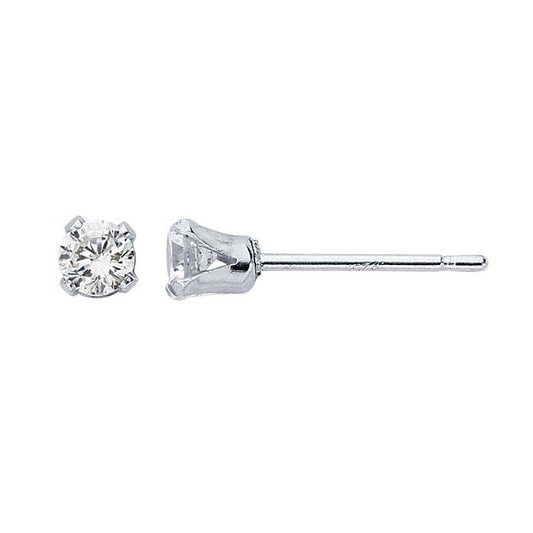 Sterling Silver White CZ-Set Post Earring